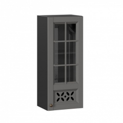 Шкаф кухонный 400 высокий со стеклом Амели-3 ЛД 299.420.000.042 Черный Оникс серый